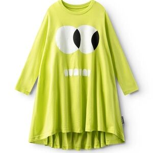 Nununu Green Asymmetrical Casual Dress with Long Sleeves